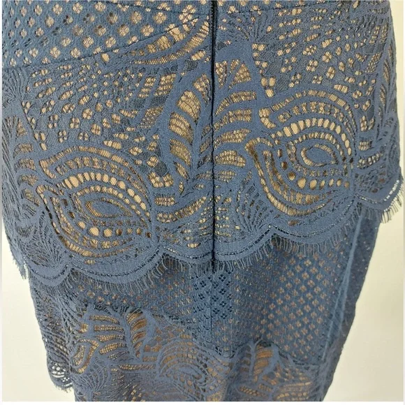 BCBGMAXAZRIA Alisha One Shoulder Navy Lace Dress Size 8 Pristine Condition - Picture 11 of 15